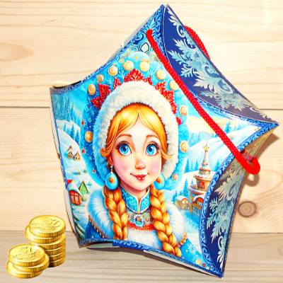 Сладкий новогодний подарок весом 300 грамм в картонной упаковке в Кубинке